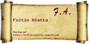 Foltin Aletta névjegykártya